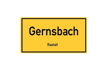 Isolated German city limit sign of Gernsbach located in Baden-W�rttemberg