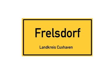 Isolated German city limit sign of Frelsdorf located in Niedersachsen