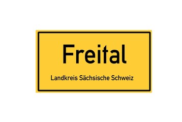 Isolated German city limit sign of Freital located in Sachsen
