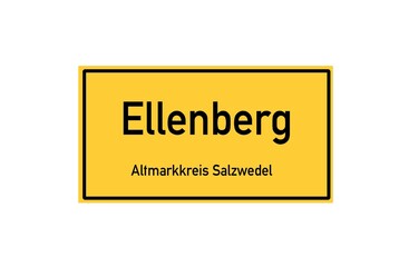 Isolated German city limit sign of Ellenberg located in Sachsen-Anhalt