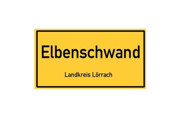 Isolated German city limit sign of Elbenschwand located in Baden-W�rttemberg