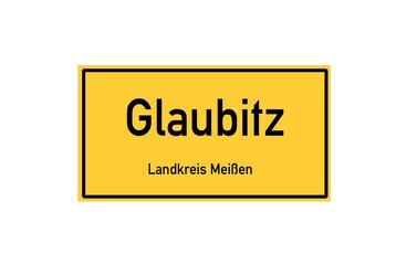 Isolated German city limit sign of Glaubitz located in Sachsen