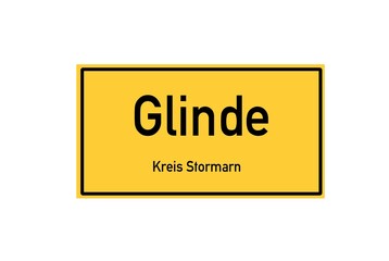 Isolated German city limit sign of Glinde located in Schleswig-Holstein