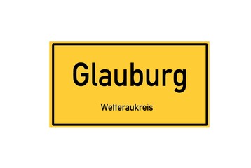 Isolated German city limit sign of Glauburg located in Hessen