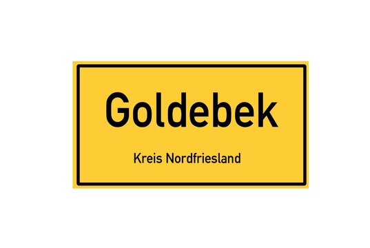 Isolated German city limit sign of Goldebek located in Schleswig-Holstein
