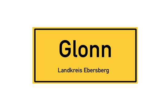 Isolated German city limit sign of Glonn located in Bayern