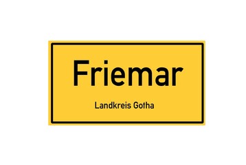 Isolated German city limit sign of Friemar located in Th�ringen