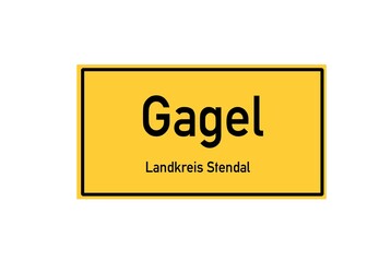 Isolated German city limit sign of Gagel located in Sachsen-Anhalt