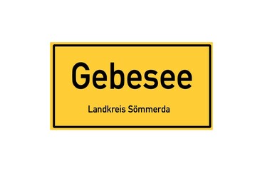 Isolated German city limit sign of Gebesee located in Th�ringen
