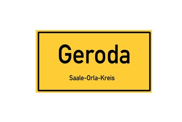 Isolated German city limit sign of Geroda located in Th�ringen