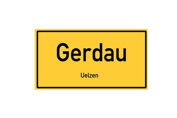 Isolated German city limit sign of Gerdau located in Niedersachsen