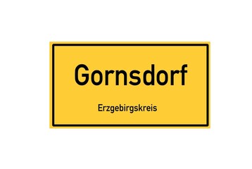 Isolated German city limit sign of Gornsdorf located in Sachsen