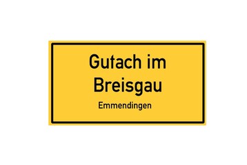 Isolated German city limit sign of Gutach im Breisgau located in Baden-W�rttemberg