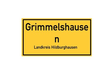 Isolated German city limit sign of Grimmelshausen located in Th�ringen