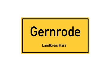Isolated German city limit sign of Gernrode located in Sachsen-Anhalt