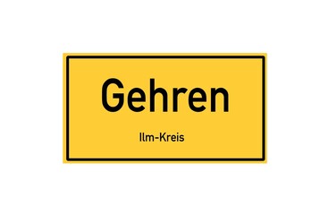 Isolated German city limit sign of Gehren located in Th�ringen