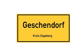 Isolated German city limit sign of Geschendorf located in Schleswig-Holstein