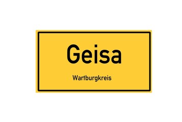 Isolated German city limit sign of Geisa located in Th�ringen