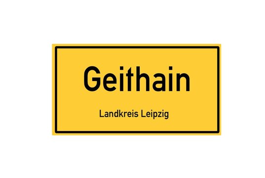 Isolated German city limit sign of Geithain located in Sachsen