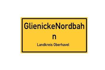 Isolated German city limit sign of GlienickeNordbahn located in Brandenburg