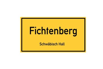 Isolated German city limit sign of Fichtenberg located in Baden-W�rttemberg