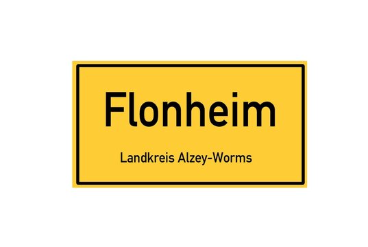 Isolated German city limit sign of Flonheim located in Rheinland-Pfalz