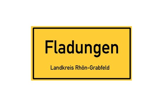 Isolated German city limit sign of Fladungen located in Bayern