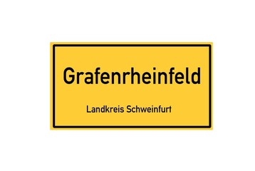 Isolated German city limit sign of Grafenrheinfeld located in Bayern