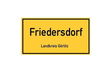 Isolated German city limit sign of Friedersdorf located in Sachsen