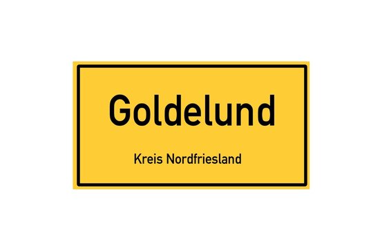 Isolated German city limit sign of Goldelund located in Schleswig-Holstein