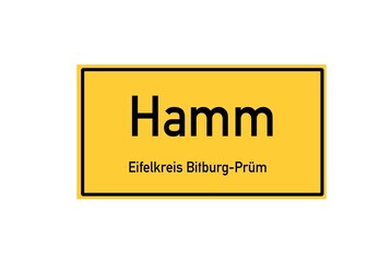 Isolated German city limit sign of Hamm located in Rheinland-Pfalz
