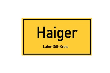 Isolated German city limit sign of Haiger located in Hessen