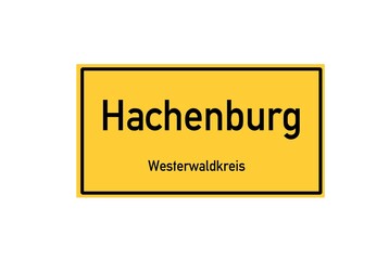 Isolated German city limit sign of Hachenburg located in Rheinland-Pfalz