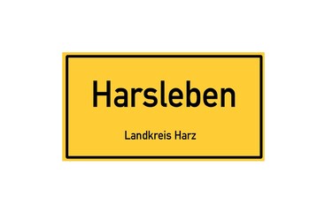 Isolated German city limit sign of Harsleben located in Sachsen-Anhalt