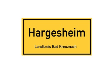 Isolated German city limit sign of Hargesheim located in Rheinland-Pfalz
