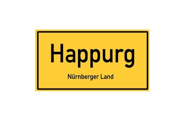 Isolated German city limit sign of Happurg located in Bayern