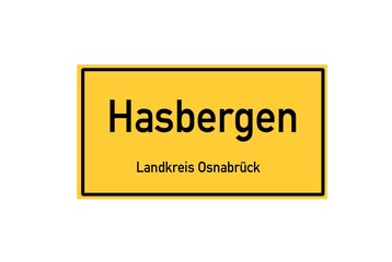 Isolated German city limit sign of Hasbergen located in Niedersachsen