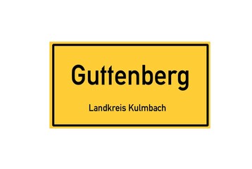 Isolated German city limit sign of Guttenberg located in Bayern