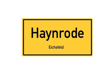 Isolated German city limit sign of Haynrode located in Th�ringen