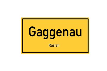 Isolated German city limit sign of Gaggenau located in Baden-W�rttemberg