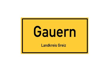 Isolated German city limit sign of Gauern located in Th�ringen