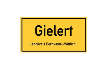 Isolated German city limit sign of Gielert located in Rheinland-Pfalz