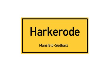 Isolated German city limit sign of Harkerode located in Sachsen-Anhalt