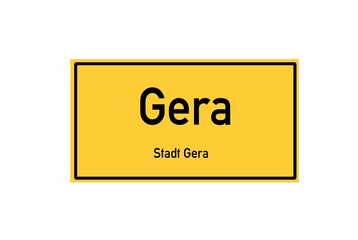 Isolated German city limit sign of Gera located in Th�ringen