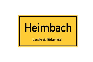 Isolated German city limit sign of Heimbach located in Rheinland-Pfalz