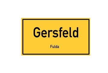 Isolated German city limit sign of Gersfeld located in Hessen