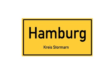 Isolated German city limit sign of Hamburg located in Schleswig-Holstein