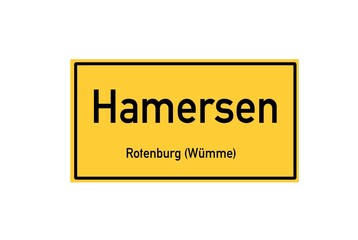 Isolated German city limit sign of Hamersen located in Niedersachsen