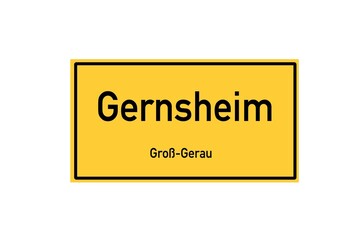 Isolated German city limit sign of Gernsheim located in Hessen