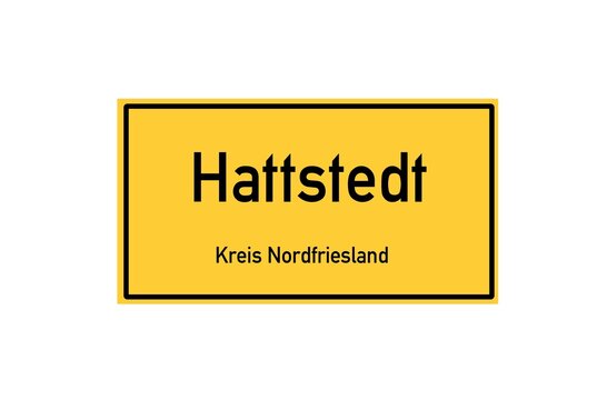 Isolated German city limit sign of Hattstedt located in Schleswig-Holstein